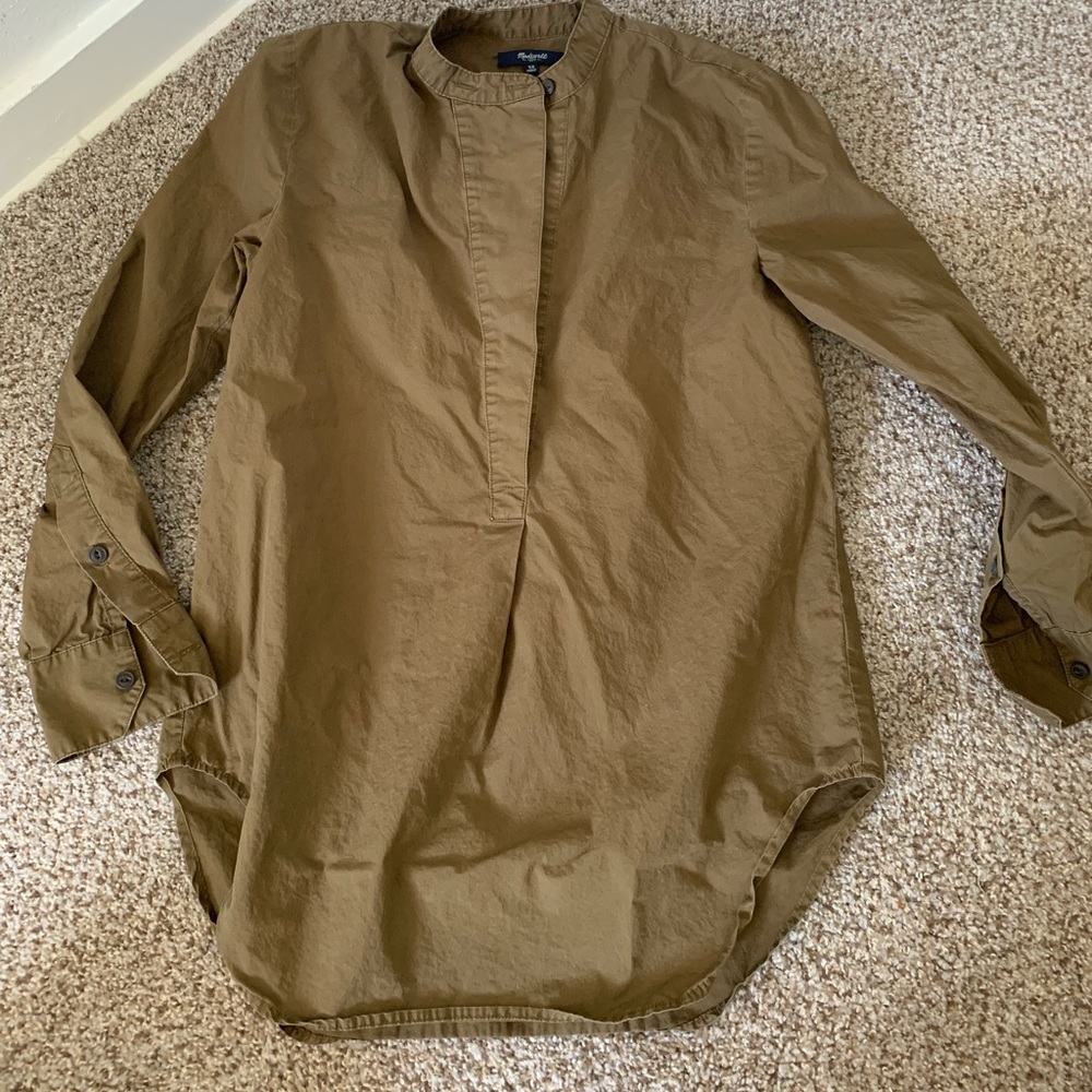 Army green Madewell fitted shirt
